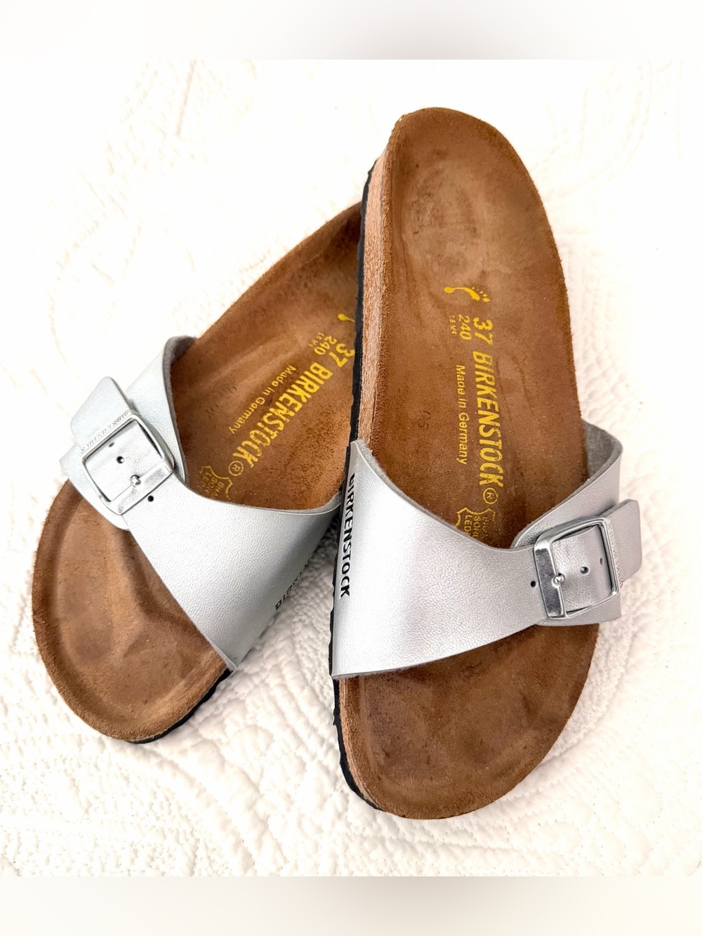 Birkenstock Women's Silver Madrid Single Strap Sandals Sz 37